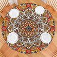 thumbnail image 6 of 44in Round Tablecloth with Elastic Edge, Waterproof Fitted Table Cover for 36-44" Tables, Floral Theme Polyester Reusable Table Cloths Wipe Clean for Picnic, Dining, Outdoor Use and Party Decor, 6 of 7