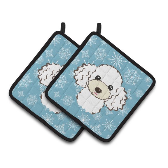 Carolines Treasures BB1691PTHD Snowflake White Poodle Pair of Pot Holders , 7.5HX7.5W, multicolor