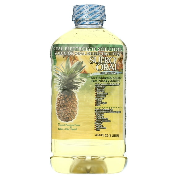 Suero Oral Electrolyte Solution - Hydration Booster for Kids & Adults, Pineapple Flavor, 1 Liter