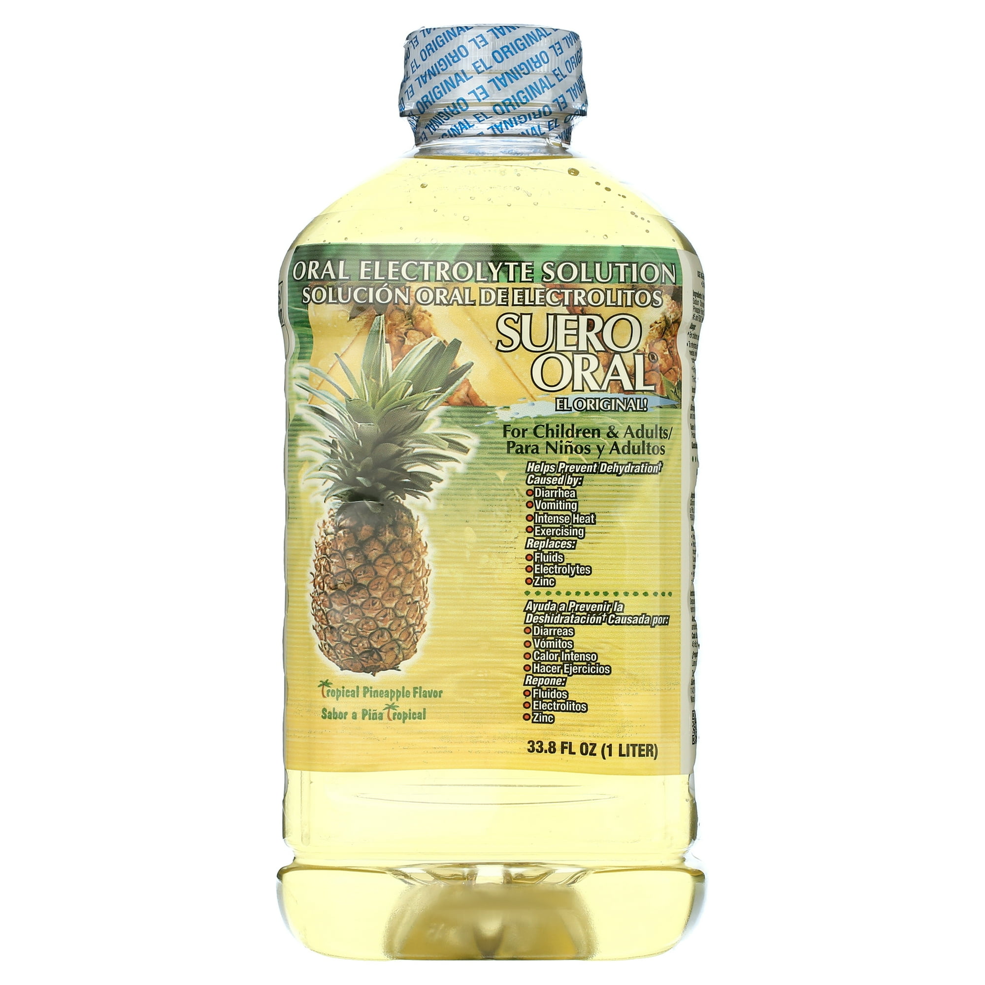 Suero Oral Electrolyte Solution - Hydration Booster for Kids & Adults, Pineapple Flavor, 1 Liter
