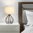 thumbnail image 4 of Black Bedside Table Lamp Modern Style Hollowed Out Base with Linen Fabric Shade, 4 of 6