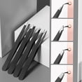 thumbnail image 4 of DUAIU 7 PCS Professional Tweezers Set - Stainless Steel Precision Tweezer Kit for Eyebrows, Facial Hair, Ingrown Hair & Splinter Removal with Travel Case (Black), 4 of 6
