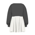thumbnail image 3 of Womens Oversized Sweatshirt Dress Long Flowy Patchwork Pullover Tops Cute Drop Shoulder Sweatshirts Fall Long Sleeve Mini Dress Teen Girls Crewneck Solid Tunic Pleated Loose Clothing Beig, 3 of 5