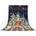 thumbnail image 2 of Merry Christmas Throw Flannel Blanket 30x40In Funny Red Blue Yellow Gnome Snow Tree Super Soft Cozy Bed Blanket, Lightweight Plush Fuzzy Bed Throw for Bedroom Sofa Couch Living Room, 2 of 4