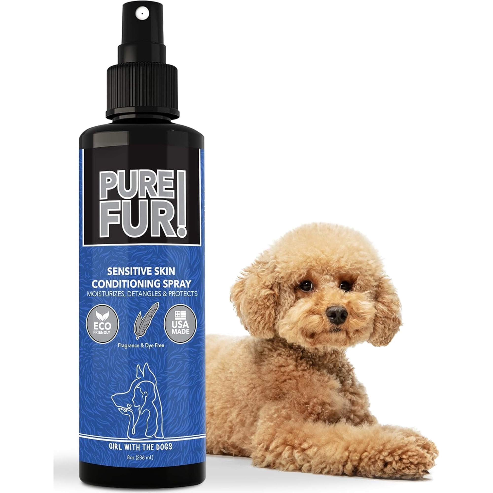 Pure Fur! by Girl With The Dogs - Made in USA - Sensitive Skin Pet Conditioning Spray, 8 oz