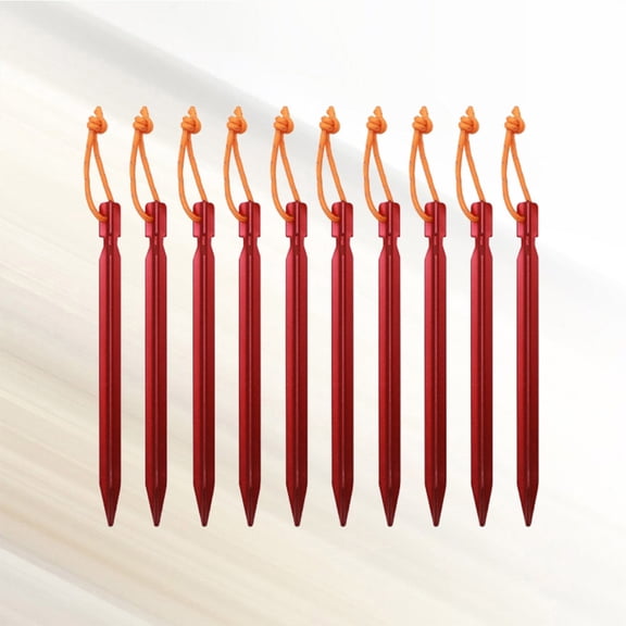 OUNONA 10Pcs Red Camping Tent Pegs Portable Design Firm Ground Stakes for Outdoor Tent Support