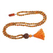 Mogul Buddhist Prayer Beads Healing Japamala Reiki Carnelian Pendants with Rudraksha 108 Yoga Necklace