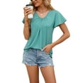 thumbnail image 6 of Frontwalk Women Summer Tops Short Sleeve T-shirt T Shirt Ladies Breathable Tee Pullover Bean Green S, 6 of 8