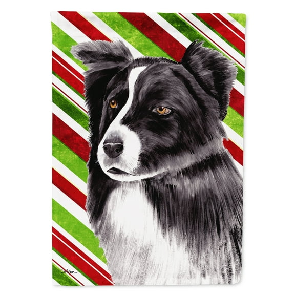 Border Collie Candy Cane Holiday Christmas Garden Flag