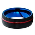 thumbnail image 2 of Tungsten Wedding Band Black & Blue Tungsten Band Red Tungsten Carbide Ring Dome 8mm Comfort Fit Men Women, 2 of 3