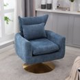 thumbnail image 3 of 360-degree Swivel Accent Chair, Linen Fabric Sofa Chair with Pillow, Single Sofa Leisure Armchair with High Back and Movable Seat Cushion for Living Room and Bedroom, Blue, 3 of 9