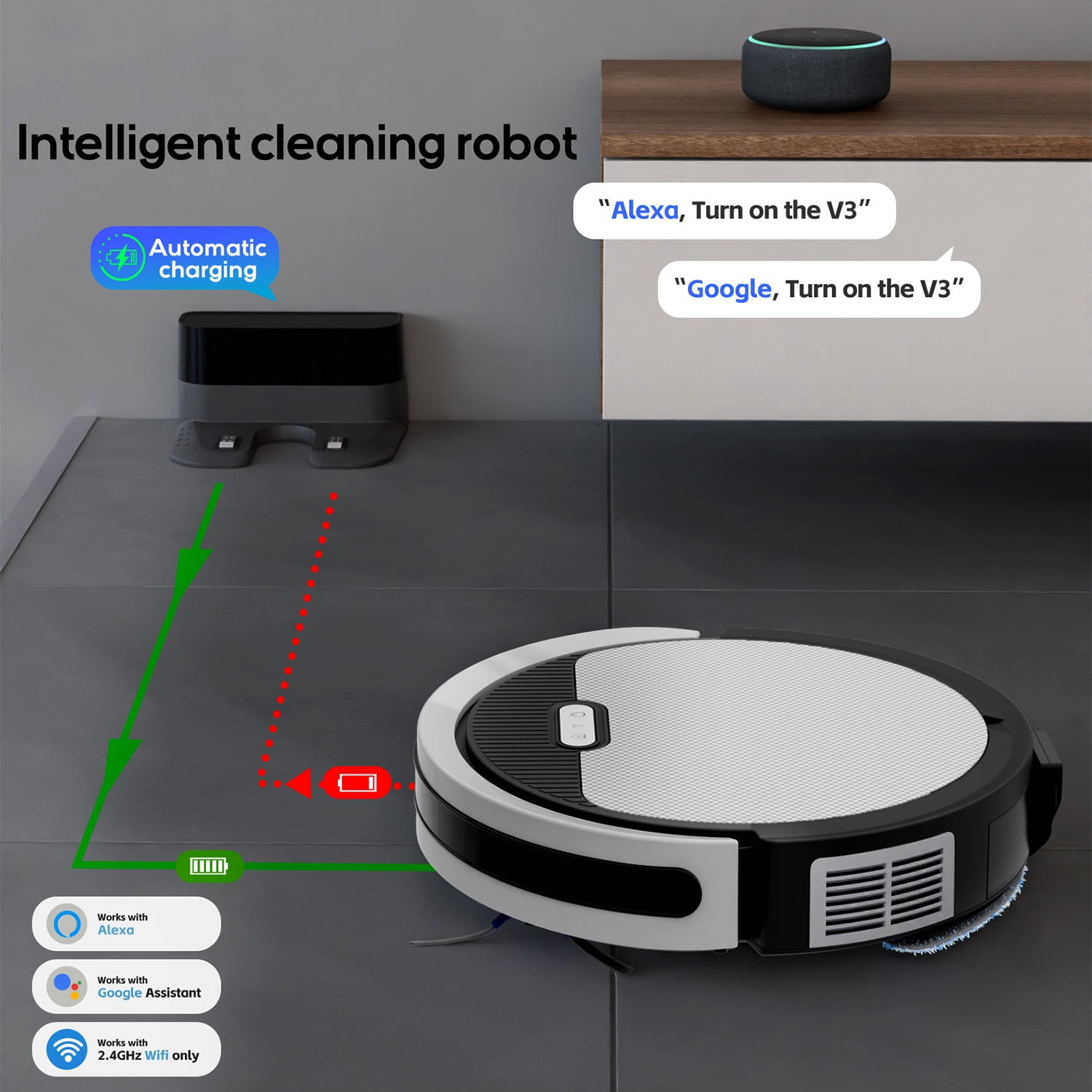 Robot Vacuum Cleaner, with App/Remote Control, 120 Min Runtime, Self-Charging, Great for Pet Hair