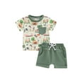 thumbnail image 1 of FOCUSNORM Bébé Garçon 2 Pièces Tenue d'Été Imprimé Animal Col Rond Manches Courtes Tops Taille Élastique Shorts Bambin Ensemble, 1 of 9