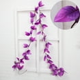 thumbnail image 6 of Artificial Leaves Garland Simulation Plant Vine Home Wall Hanging Plastic Fake Leaves Rattan, Purple, 6 of 8