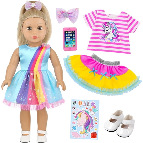 K.T. Fancy 18 Inch Girl Doll Clothes and Accessoires-Rainbow Theme