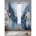 thumbnail image 5 of Navy Blue Marble Semi Sheer Window Curtains 84 Inches Long, Modern Abstract Ink Painting Rod Pocket Voile Silky Chiffon Curtain Light Filtering Drapes for Living Room, Kitchen, 52"x84", 2 Panels, 5 of 9