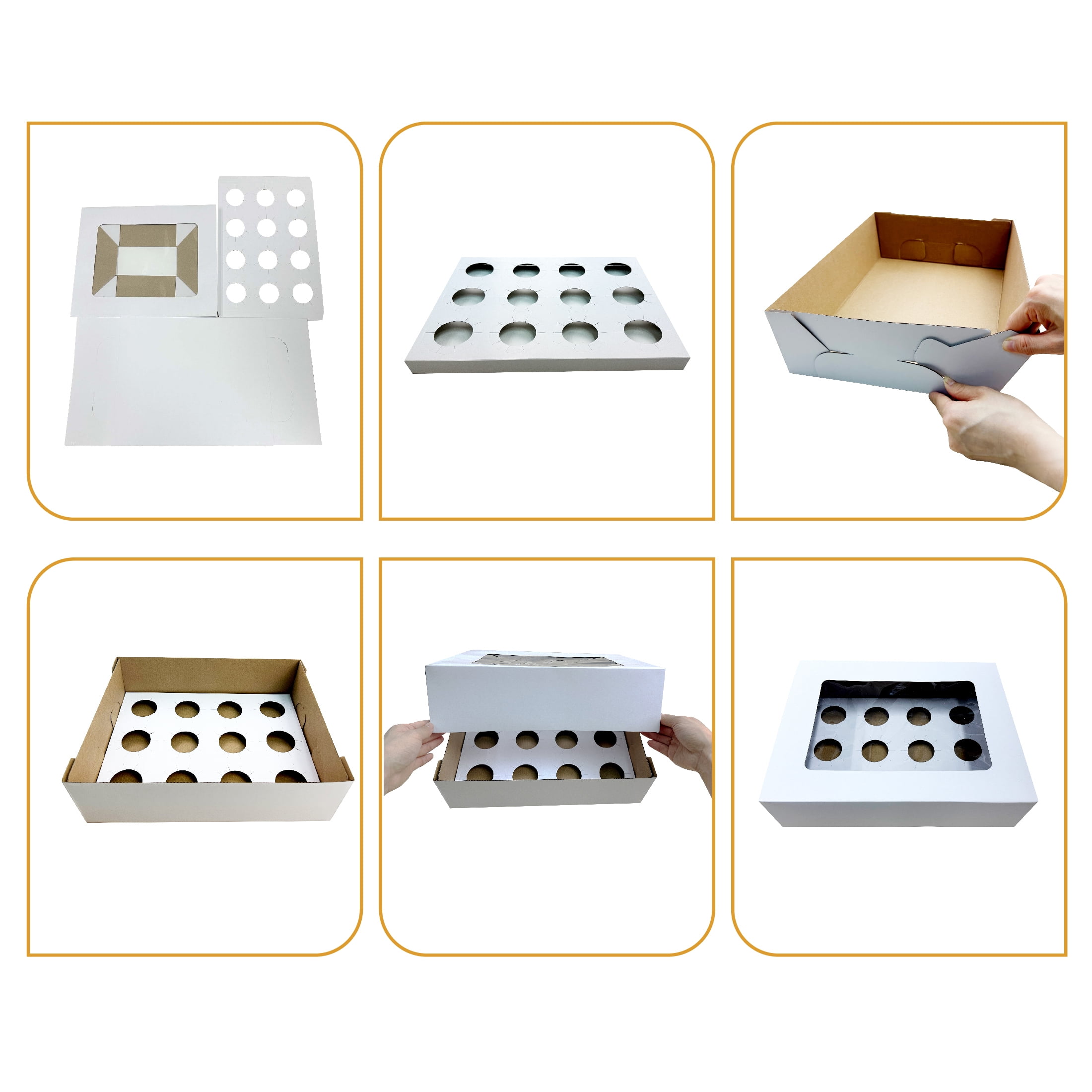 10.25" x 13.25" x 4", White Cake Boxes with Windows, 2 Count，By Way To Celebrate