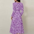 thumbnail image 4 of WTOBBY Women's Long Sleeve Casual Floral Print V-Neck Waist Long Dress Flowy Maxi Style with Adjustable Tie Versatile Print for Seasonal Outings Lightweight Fabric,Purple XL, 4 of 4