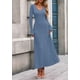 thumbnail image 3 of Vestido PRETTYGARDEN Suéter de Punto Acanalado Cuello en V Maxi Azul M, 3 of 8