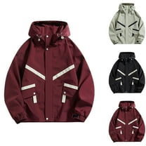 FAHUOMU Mens Rain Jacket Lightweight Outdoor Hiking Travel Waterproof Hooded Windbreaker Fashion Y2k Teen Boy Street Jacket Coat