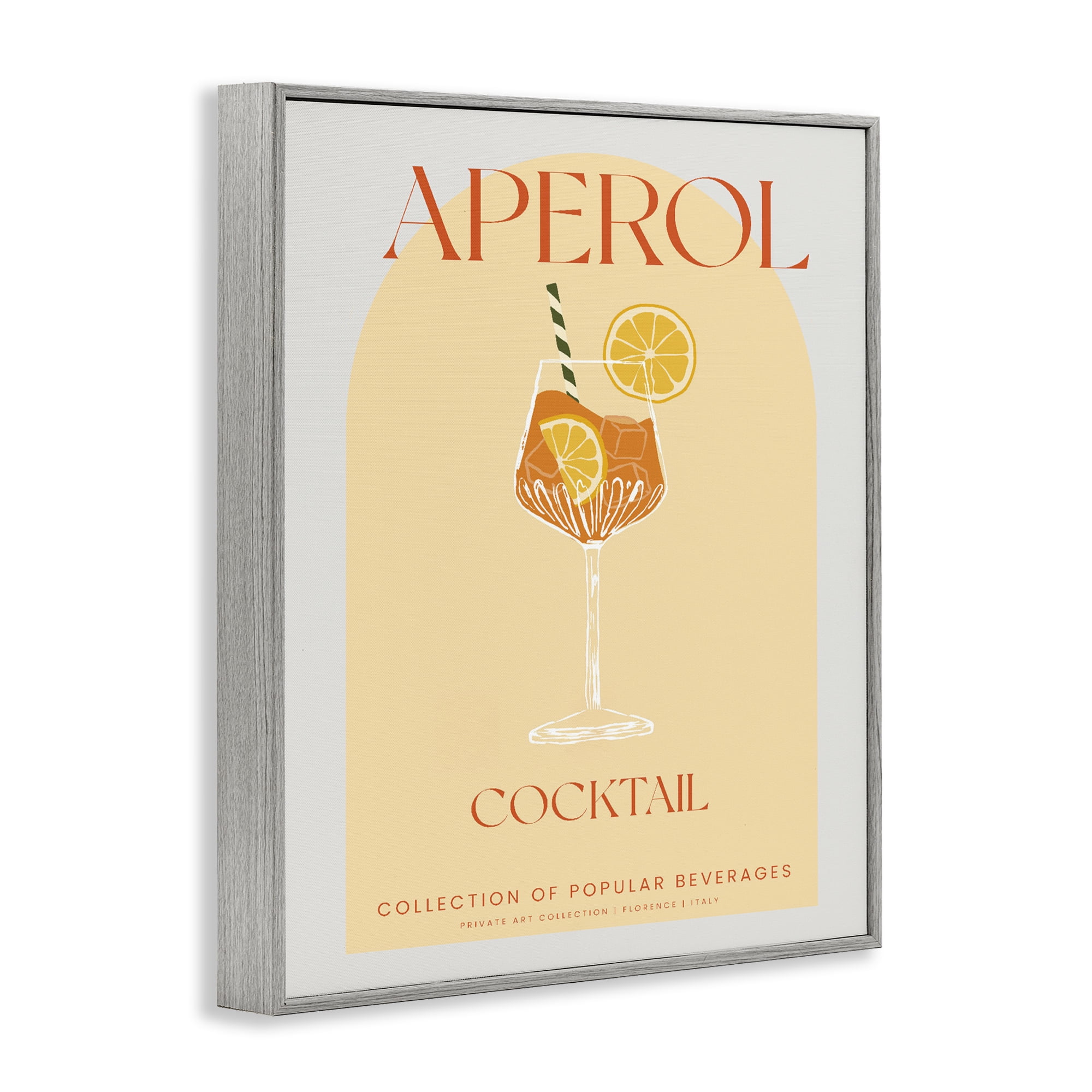 Stylish Retro Aperol Cocktail Gray Framed Giclee Art, design by Lil' Rue