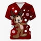 thumbnail image 4 of Camiseta de trabajo con bolsillo y manga corta con cuello en V y estampado navideño de Mickey Mouse de Disney para mujer con estampado de muñeco de nieve y copo de nieve, 4 of 5