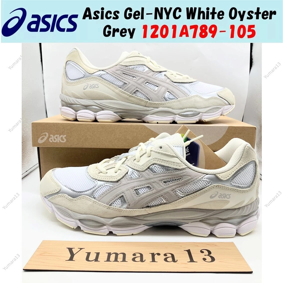 Asics GEL-NYC Oyster Grey Cream Charcoal Gray 1201A789-103 Men's
