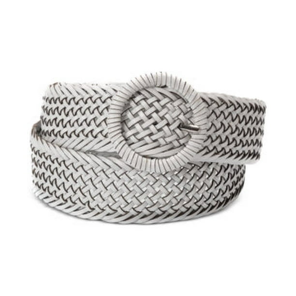 International Concepts Woven Braid Wrapped Buckle Belt, Choose Sz/Color S/White