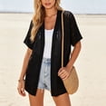 thumbnail image 2 of Edvintorg Women's Coats Short Sleeve Lightweight Casual Jackets Loose Open Front Outerwear with Pockets Summer Clothes Women Black XXL, 2 of 8