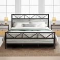 thumbnail image 7 of 4 EVER WINNER King Size Bed Frame, Rustic Metal Bed Frame with 51" Wood Headboard, 12.2" Under-bed Storage Space, Gray, 7 of 7