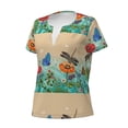 thumbnail image 2 of Naloa Colorful Plants And Insects Print T-Shirts Short Sleeve V Neck Tees for Women Fashion Tops Trendy Lightweight Soft Casual Summer Outfits Clothes, 2 of 5