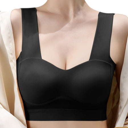 

Aayomet Push Up Bras For Women Women s New Traceless Strap Ice Silk Fixed Cup Gathering Underlay And Beautiful Back Bra Black Large