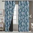 thumbnail image 4 of Vargottam Printed Blackout Curtains - Blue Leaf Design, Set of 2 Panels, 42 x 96 Inches - Room Darkening, Thermal Insulated Window/Door Drapes with Grommets, 4 of 9