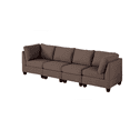 thumbnail image 4 of JERFIT Modular Sofa Set 4 Piece, Contemporary Sectional Seating Group with Corner & Armless Chairs, Coffee Brown Linen-Like Fabric for Living Room, 4 of 5