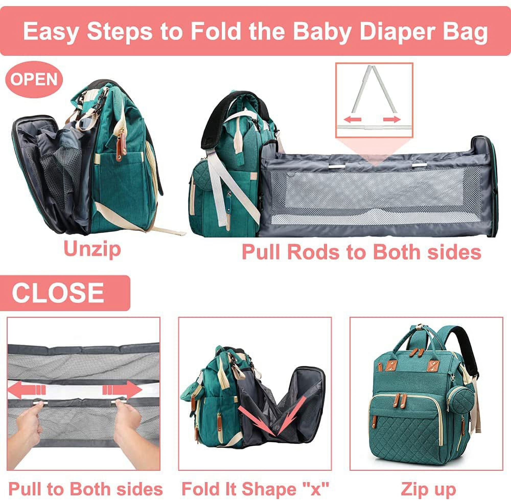  Diaper Bag Tote for Baby 6Pcs - Large Mommy Bag with Portable  Changing Pad, Waterproof Compartment and Organizer Pouches, Multifunctional  Hospital Bags for Labor and Delivery Travel Bag for Mom Dad 