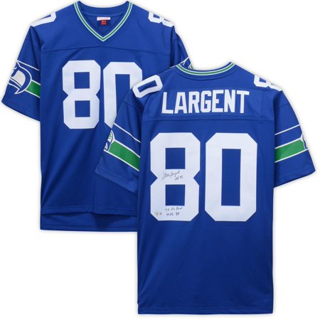 Autograph Authentic Style Jersey - Steve Largent Seattle Seahawks Autographed Blue Authentic Mitchell & Ness Jersey with Multiple Inscriptions - Limited Edition of 10 - Fanatics Authentic Certified