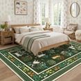 thumbnail image 3 of GlowSol 8x10 Washable Area Rug - Machine Washable Non-Slip TPR Backing, Hand-Drawn Pet & Floral Carpet for Living Room Bedroom Entryway, Green, 3 of 8