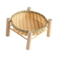 thumbnail image 5 of LOVIVER Bamboo Basket Tray Bread Basket Round with Stand Sundries Holder Vegetable Storage Basket Woven Fruit Basket for Home Kitchen 18cm, 5 of 8