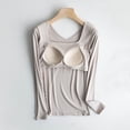 thumbnail image 6 of STETMN Women's Square Neck Basic Tops Loose Soft Long Sleeve Shirt Built in Bra Fall Layer T-Shirt, 6 of 7