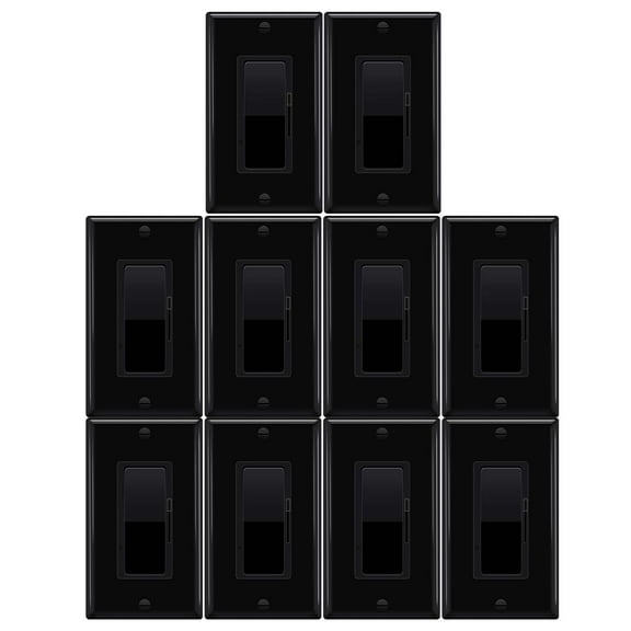 GreenCycle Black Dimmer Light Switch,10PK Single Pole/3 Way Dim Switch for Dimmable 150W LED CFL,600W Halogen and Incandescent,15A 120V,Neutral Wire Not Required,Residential/Commercial,ETL Listed