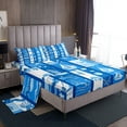 thumbnail image 1 of YST Nautical Anchor Bed Sheets,Starfish Seashell Seaweed Pattern Sheet Set,Blue Geometric Stripe Fitted Sheet Lightweight,White Sailboats Bedding Set 3pcs Twin, 1 of 5