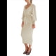 thumbnail image 3 of Vestido Ajustado de Punto para Mujer, Elegante, Retro, con Mangas Acampanadas, Cuello en V, Color Liso, para Vacaciones. Color Albaricoque Arroz S, 3 of 9