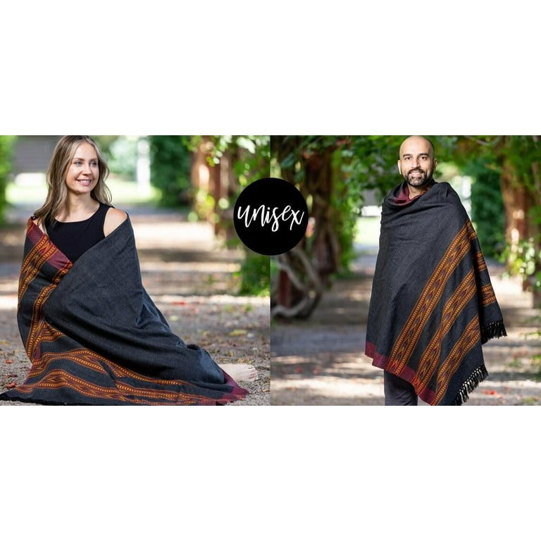 Om Shanti Crafts Meditation Shawl or Blanket, Wool Shawl/Wrap