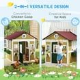 thumbnail image 5 of Outsunny Playhouse for Kids Outdoor, Wooden Playhouse with Doors, Windows, Planter Pots and Boxes for Toddlers 3-8 Years, Backyard, Indoor, Beige, 5 of 10