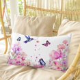 thumbnail image 4 of Pink Flower Pillow Covers, Linen Long Throw Pillow Case, Spring Floral Butterflies Elegant Pastoral Birds Holiday Pillow Protector Decorative Cushion Cover for Living Room/Bedroom 12" x 20", 4 of 8