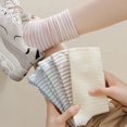 thumbnail image 2 of Women's 3-Pair Striped Crew Socks Set Lightweight Knit with Soft Stretch and Modern Minimalist Style - Multicolored-C, 2 of 5