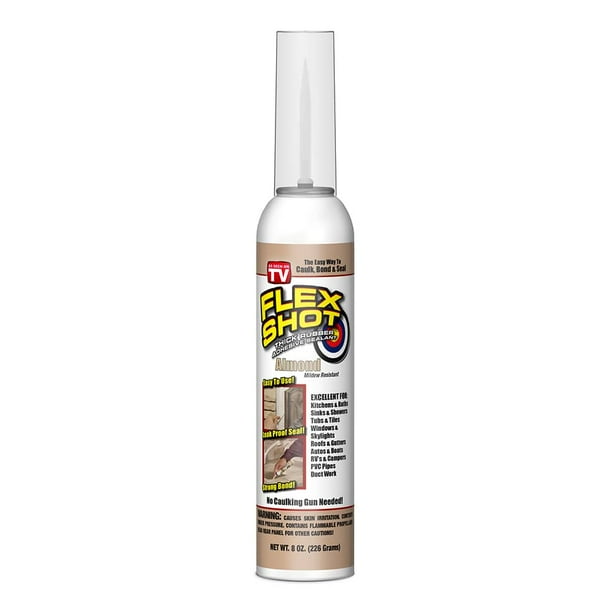 Flex Shot Rubber Adhesive Sealant Caulk, 8 oz, Almond