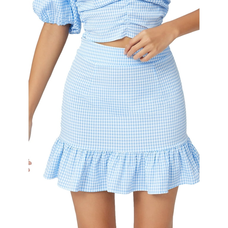 Gingham hem skirt hot sale