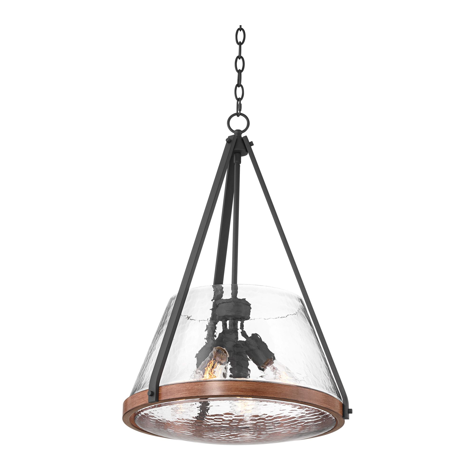 Franklin Iron Works Dana 19 1/2" Farmhouse Rustic Pendant Chandelier Ceiling Light Fixture Dining Room Over Table 4-Light Black Wood Finish