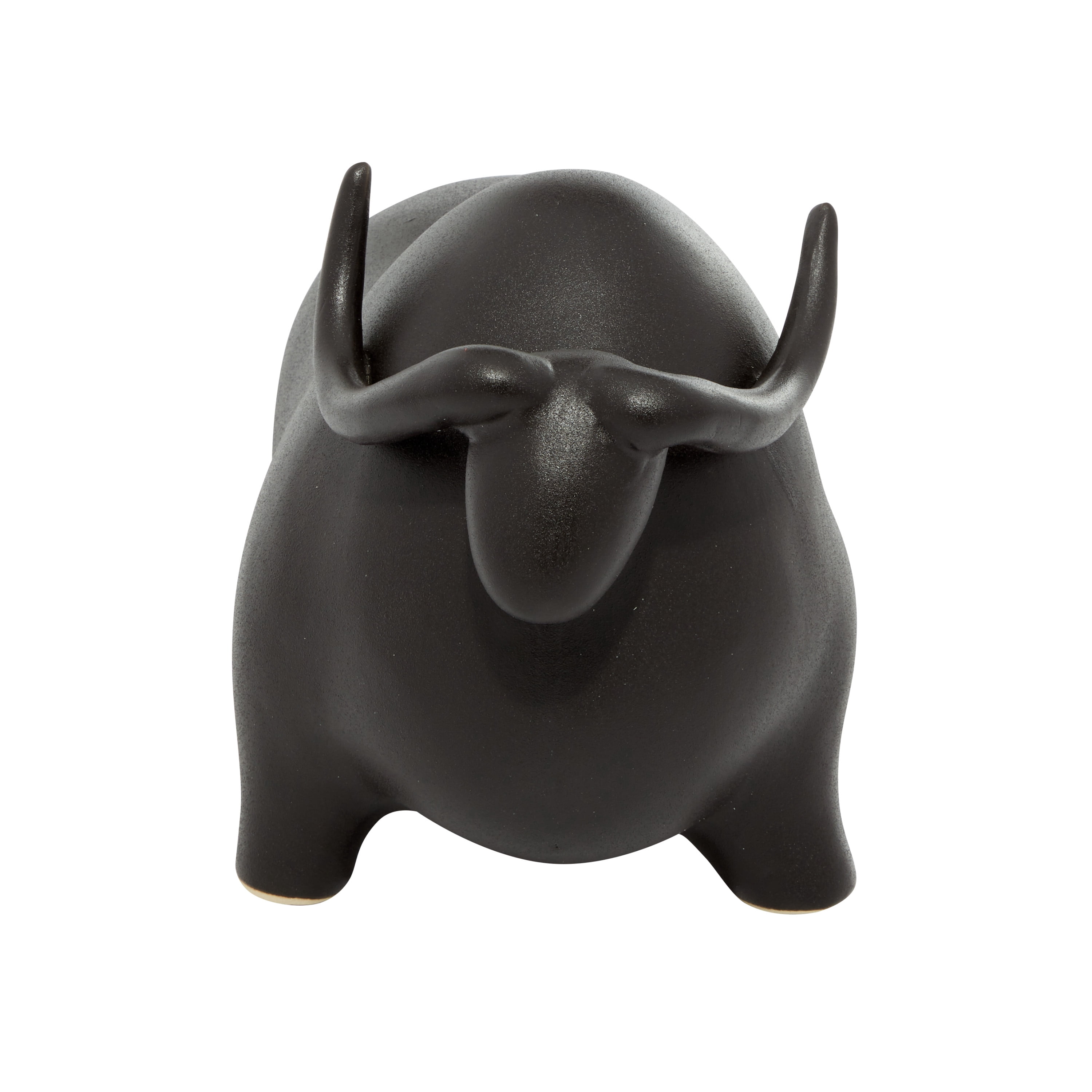 12" x 8" Black Ceramic Bull Sculpture, by DecMode